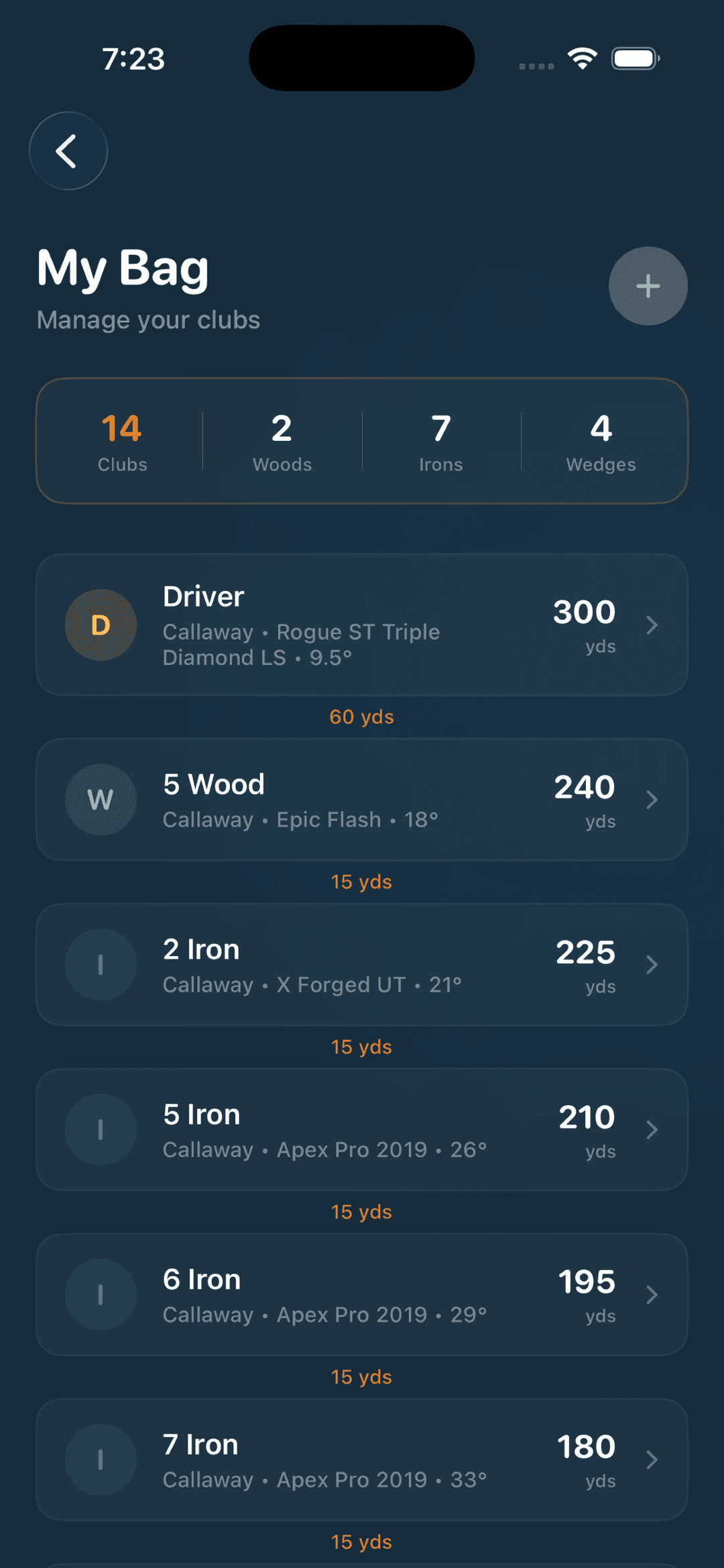 My Bag — manage your clubs