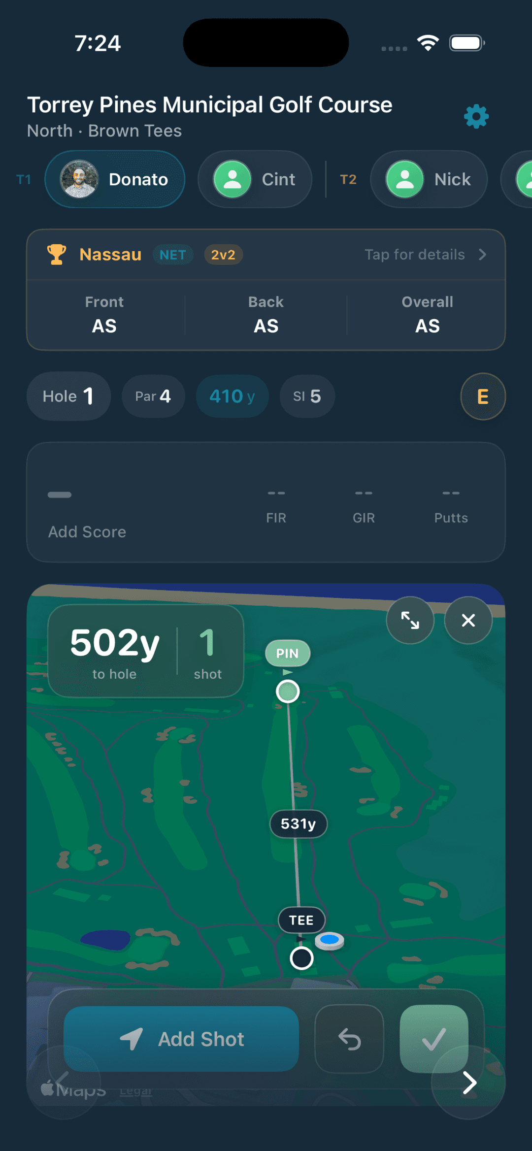 Play — GPS shot tracking on the course